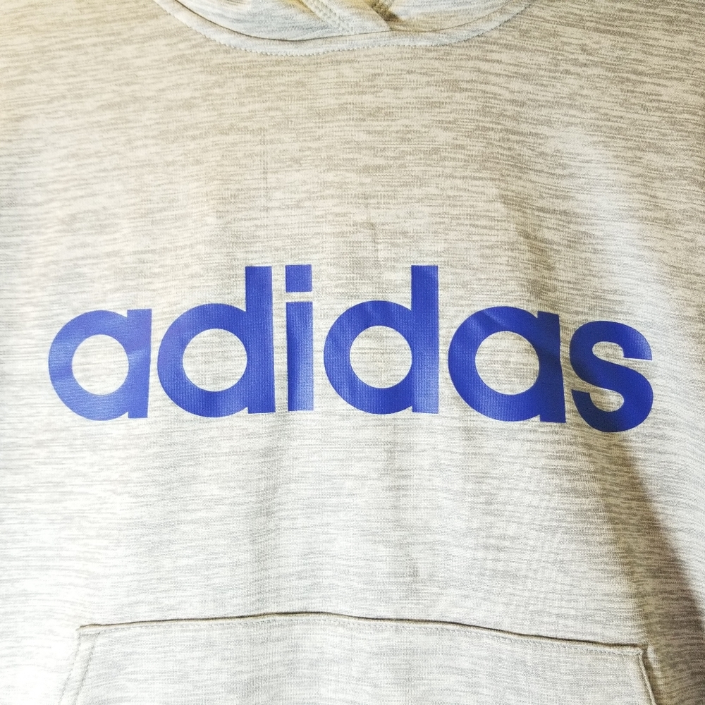 NWT. ADIDAS Grey with Blue Sweatshirt Hoodie. Boys - Picture 3 of 9
